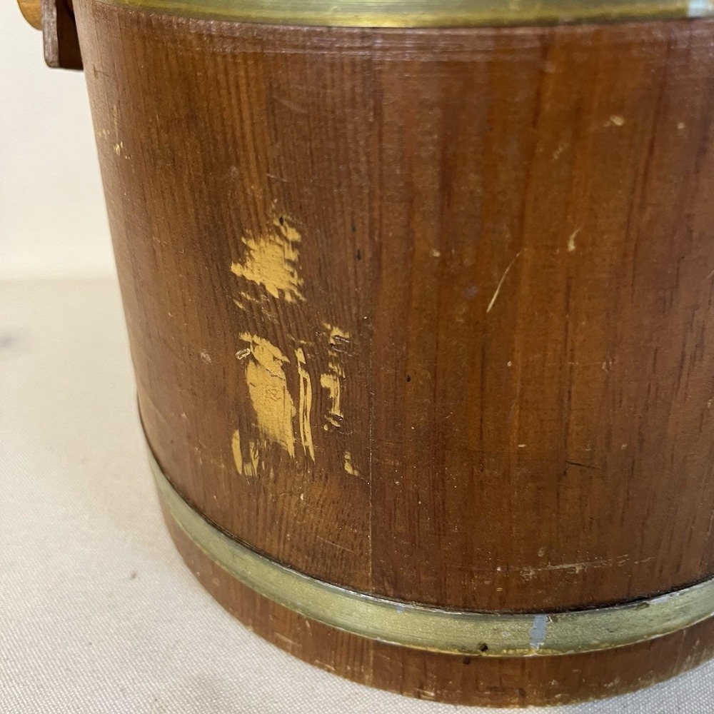 Antique/Vintage Wooden Brass Banded Shoe Shine Bucket Firkin‎ Shaker Style - Picture 4 of 16
